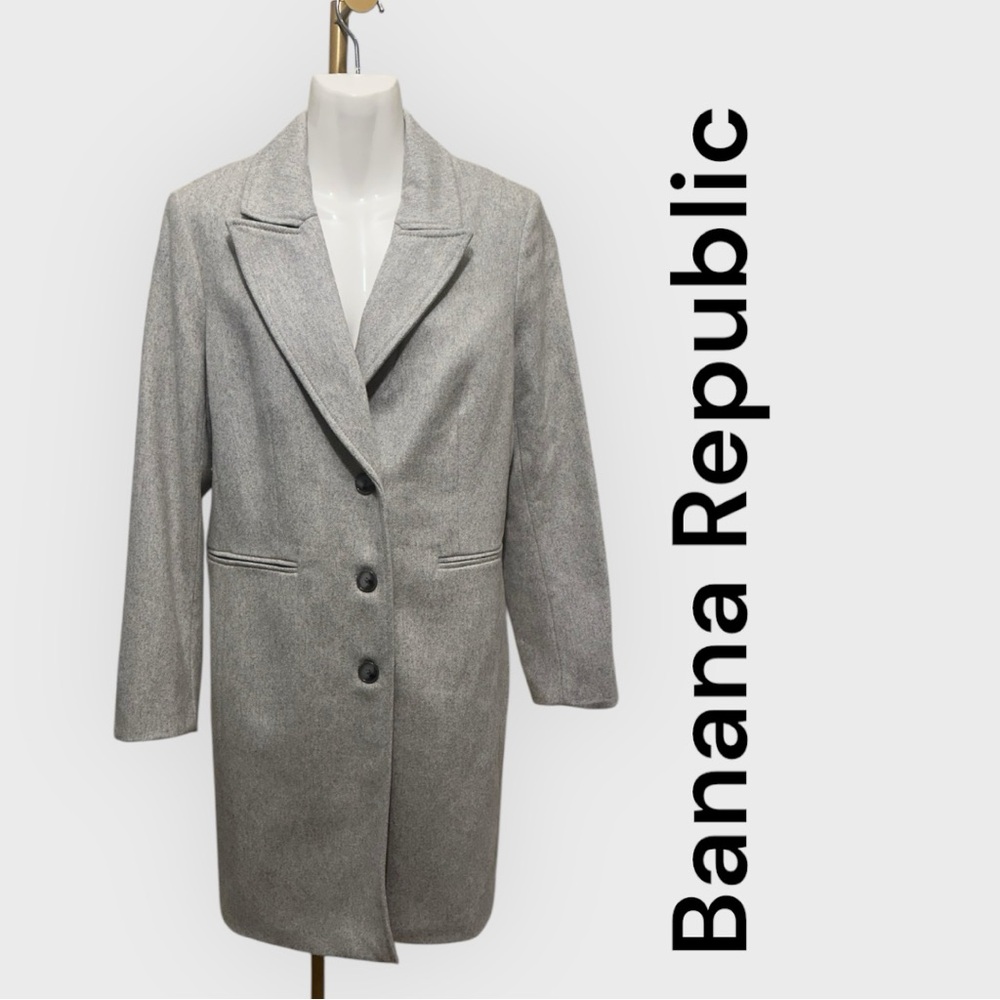 NWT Banana Republic Gray ITALIAN MELTON TOPCOAT size medium